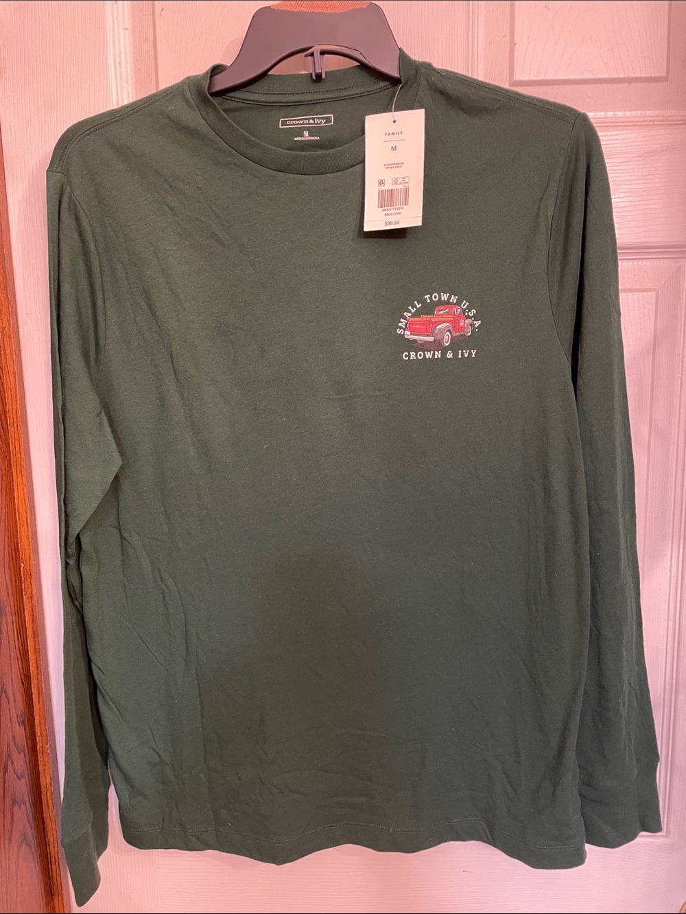 crown & ivy Forest Green Long-Sleeve Graphic Tee with Red Truck